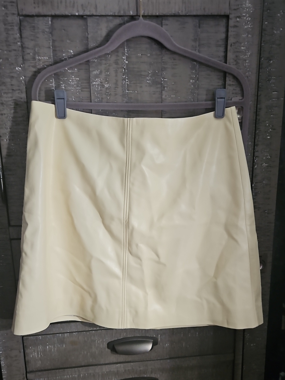 J. Crew Cream/ Butter Yellow Faux Leather Mini Skirt